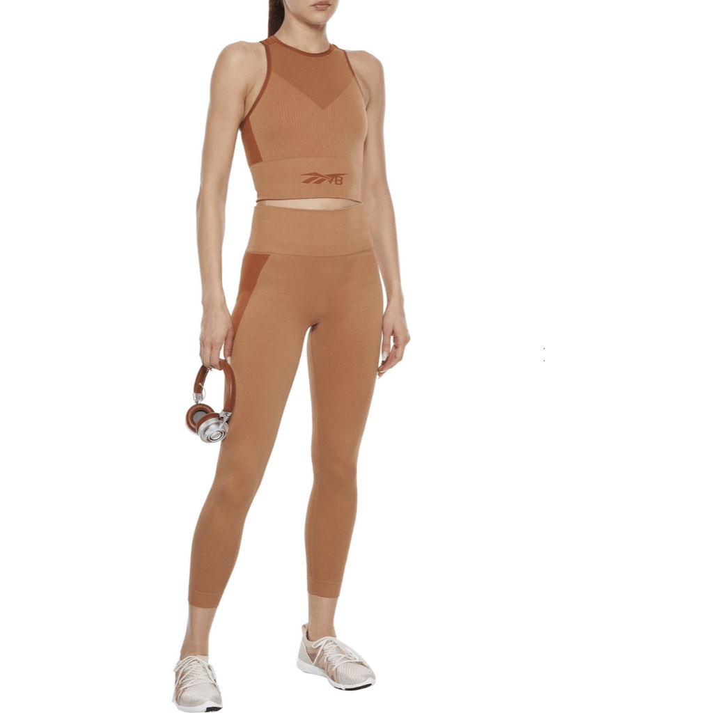 CROPPED TWO-TONE STRETCH-JACQUARD TOP - MAXWELL SPORT
